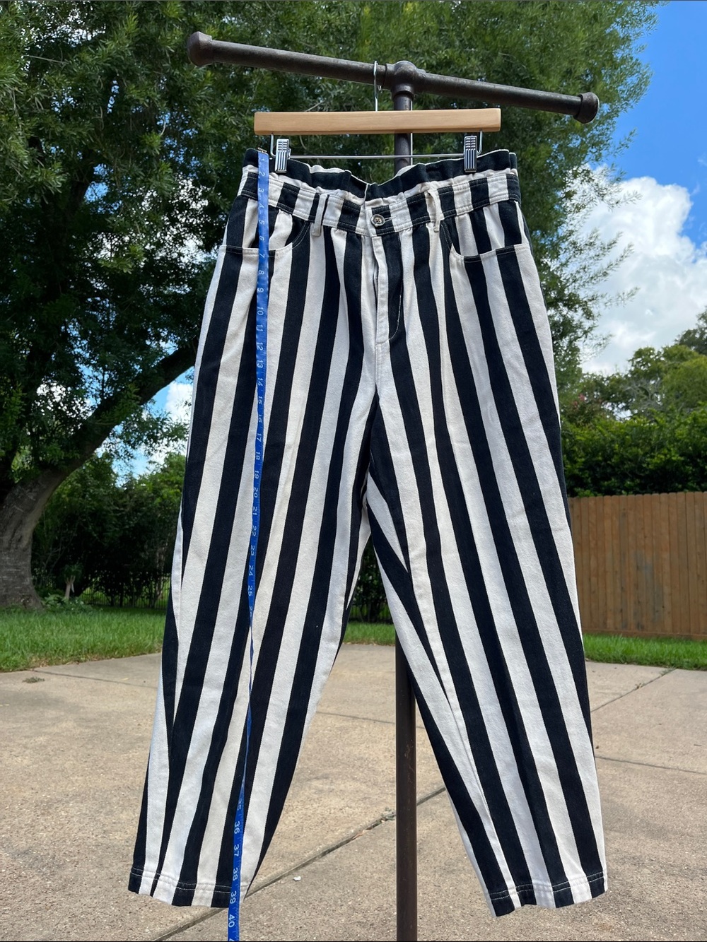 Paper bag stripped jeans